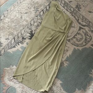 Elegant Olive Green One-Shoulder Dress